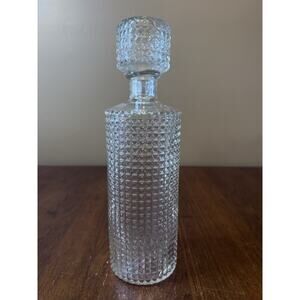 Vintage French Glass Decanter w/ Stopper Diamond Hobnail Pattern Made in France